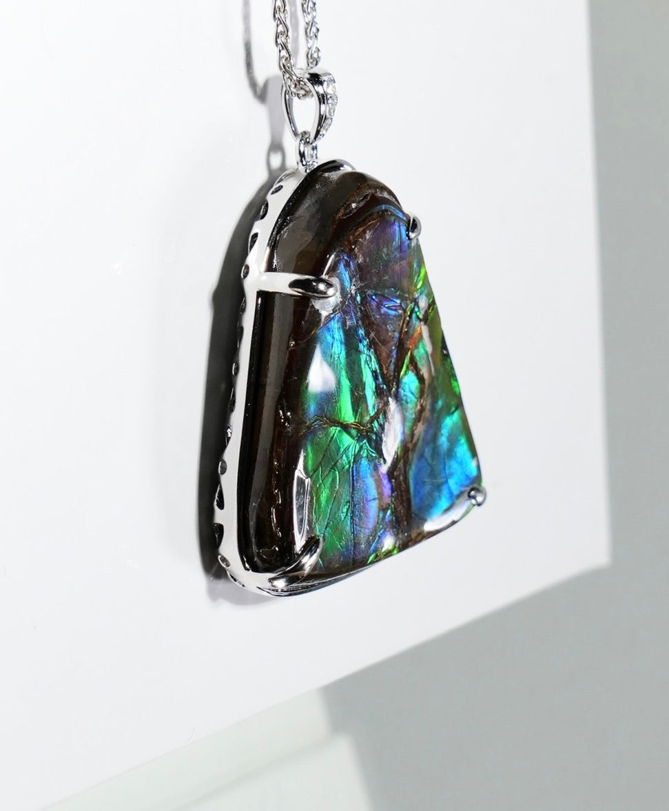 Ammolite Pendant Freeform Natural Stone #1982