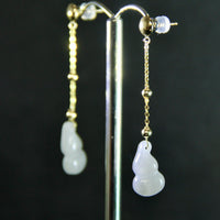 Smoky White Jade Gold Earrings #518