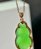 Siberian Jade Gourd Pendant Wulu Pendant 18K Gold Natural Jade 28mm #1544