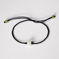 6mm Eternal Fortune White Jade Black Cord Bracelet #3082