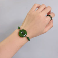 Polar Jade PI Peace Buckle Red Cord Bracelet #2617