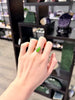 Siberian Jade Ring Hulu Gourd Ring Top Grade Apple Green Color 18K Rose Gold Genuine Diamond Natural Jade #1604