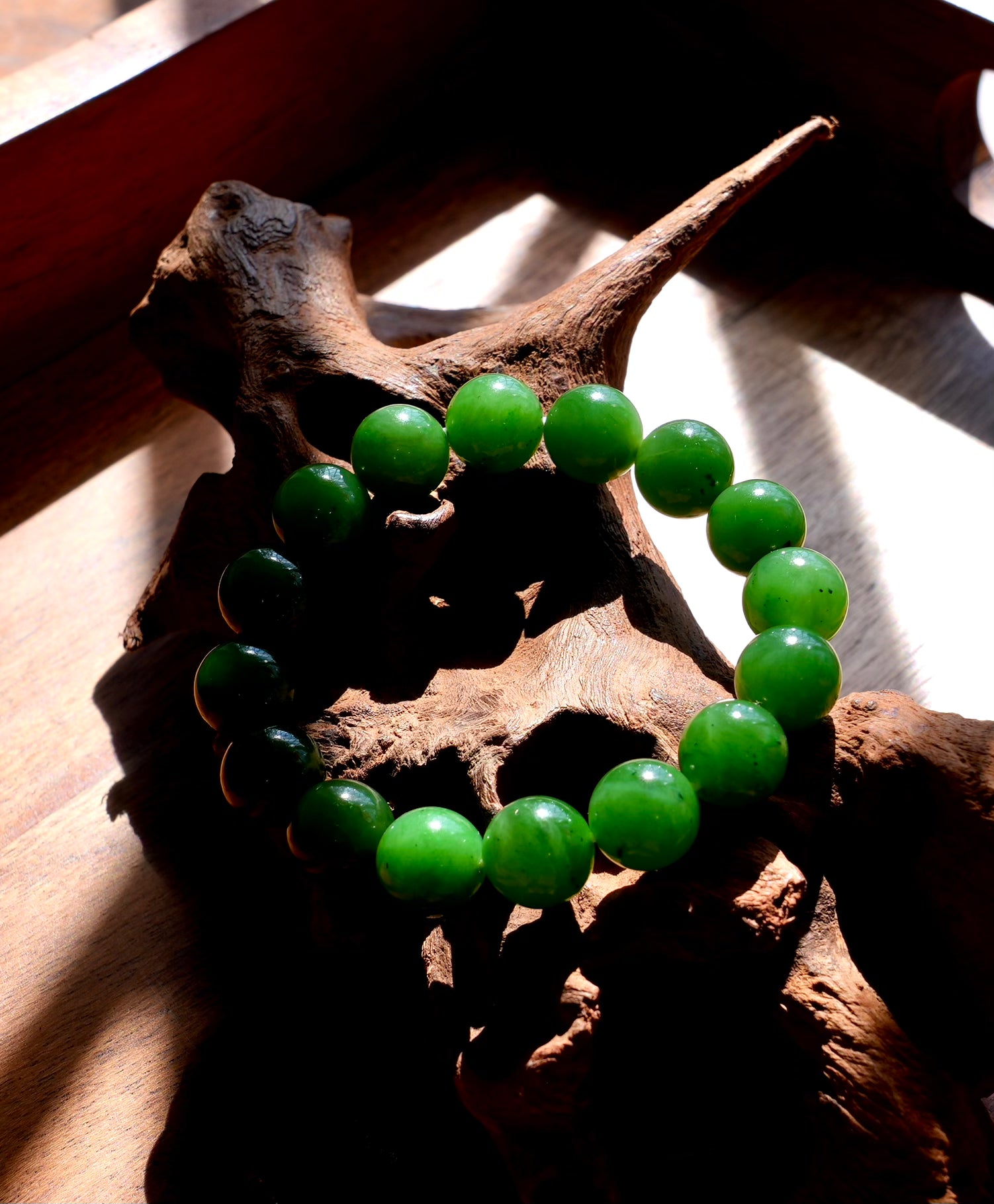 12mm Canadian Jade Beaded Bracelet #3073