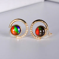 18K Diamond Top Grade Ammolite Earrings #1537