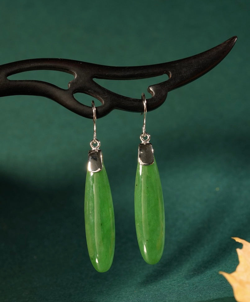 Silver Long Teardrop Earrings #1076