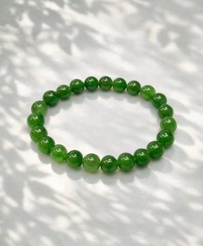 Polar Jade Beaded Bracelet Polar Jade Mine Vivid Green Natural Jade 8mm #1428