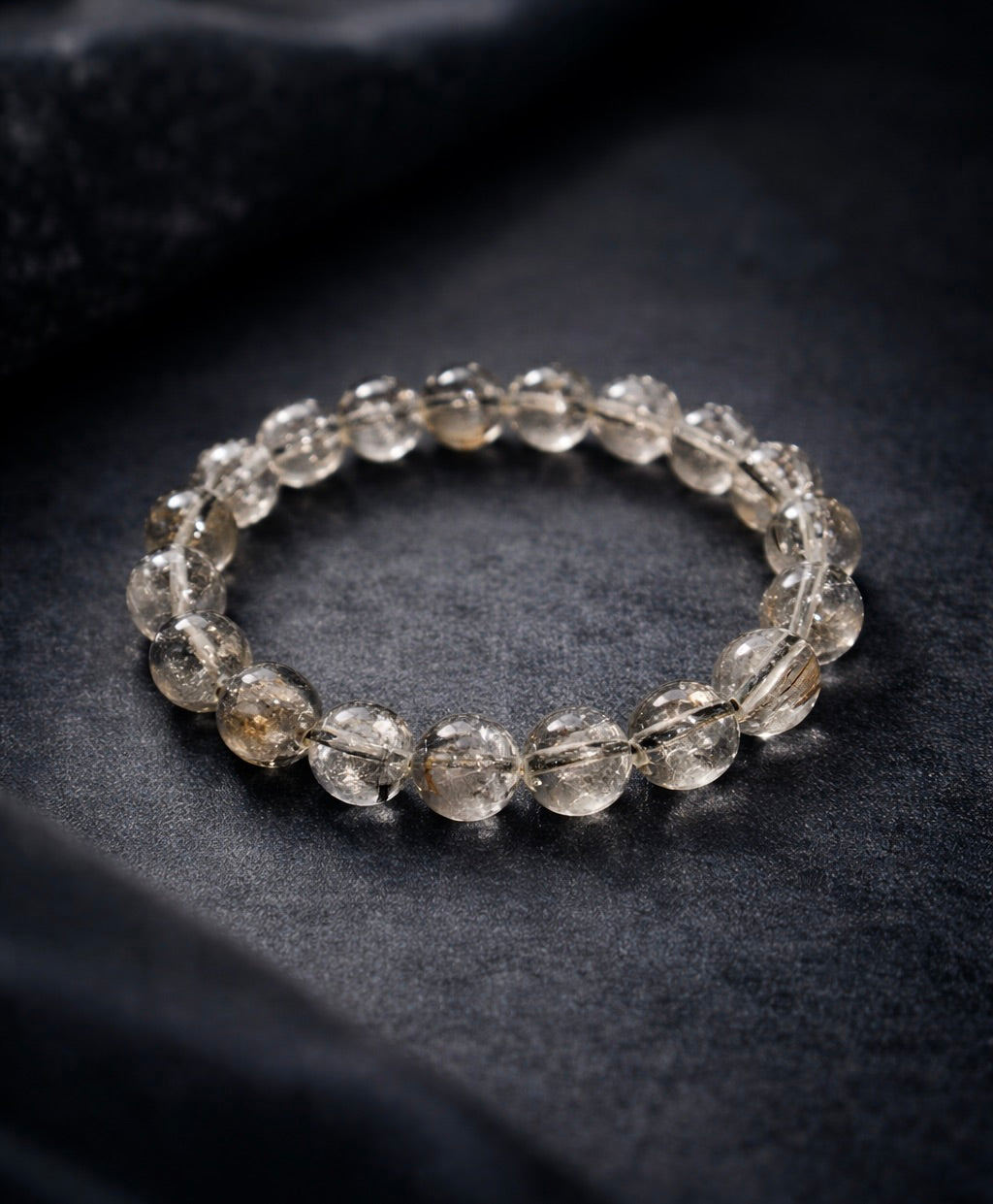 Black Rutilated Quartz Crystal Black Tourmaline Black Hair Bracelet Natural Crystal #1601