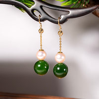 18K Polar Jade & Akoya Pearl Earrings