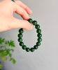 Siberian Jade River Jade Beaded Bracelet Spinach Vivid Green 12mm Natural Jade #2316
