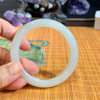 Mutton Fat White Jade Bangle 57mm #861