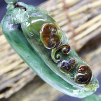 Palm Stone Eggplant Jade Pendant #1770