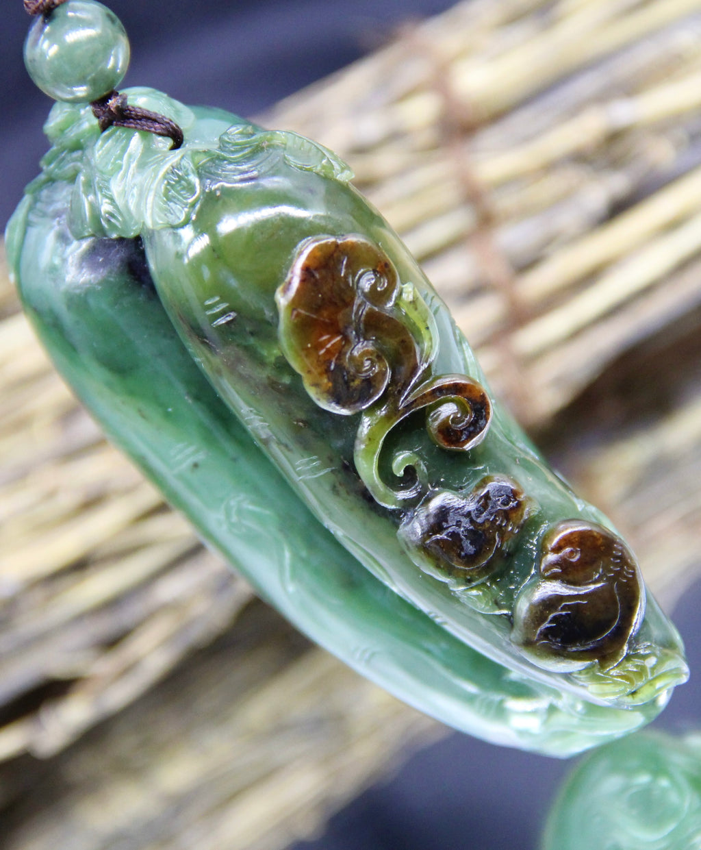 Palm Stone Eggplant Jade Pendant #1770