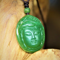 Hand-Carved Guanyin Polar Jade Necklace #1762