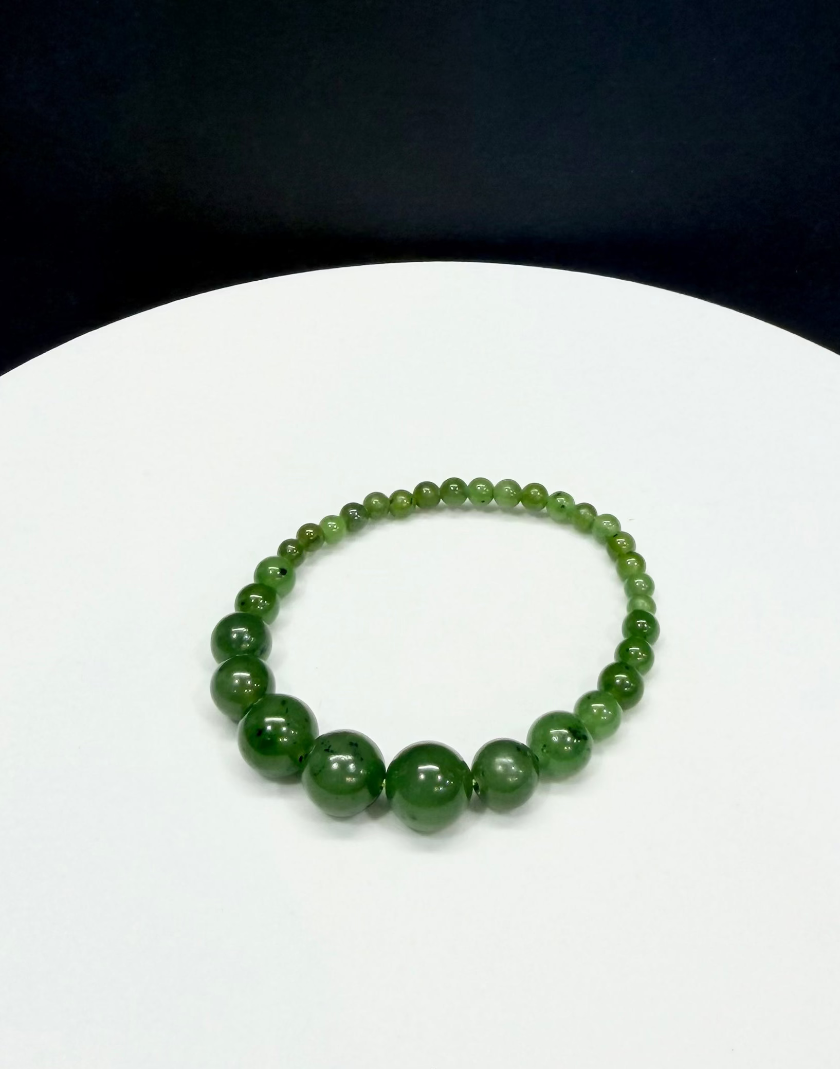 Jade beaded bracelet, Natural nephrite jade, crystal bracelet 