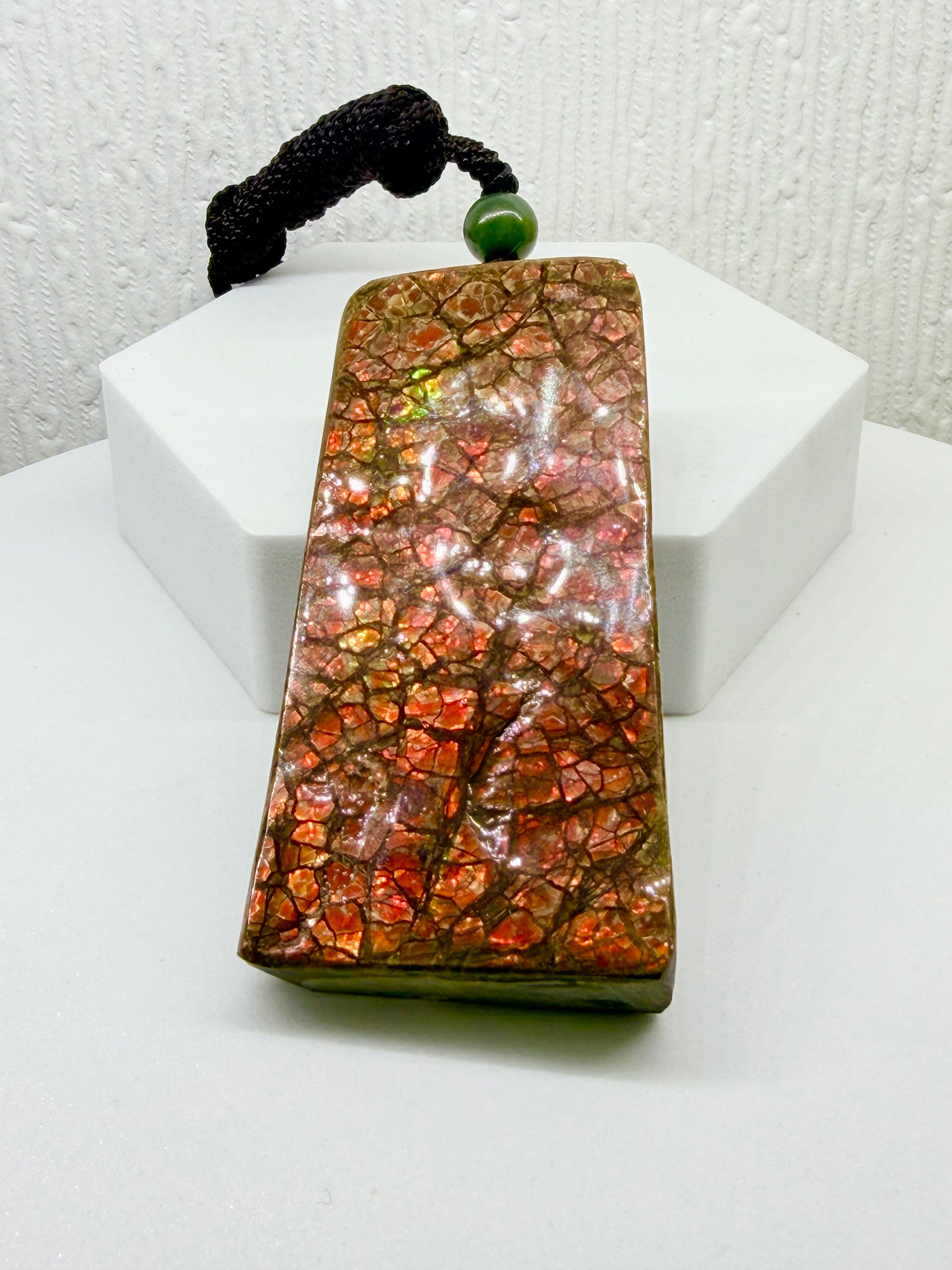 Natural Ammolite Polished One Piece Stone Pendant | #5008
