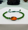Natural Canadian Polar Jade & Ammolite Bracelet AAA Grade 4mm - Handcrafted Protection & Good Luck Talisman｜#5015