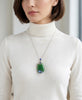 Jade Pendant Flower Design Silver Wire Inlay Enamel Natural Jade ｜#1778