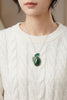 Canadian Jade Pendant Handmade Silver Wire Inlay Enamel Natural Jade #1764