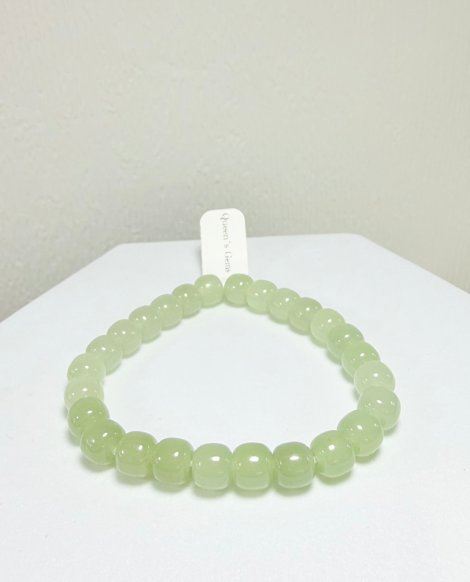 Light Lake Green Jade Beaded Bracelet Natural Jade|#1020