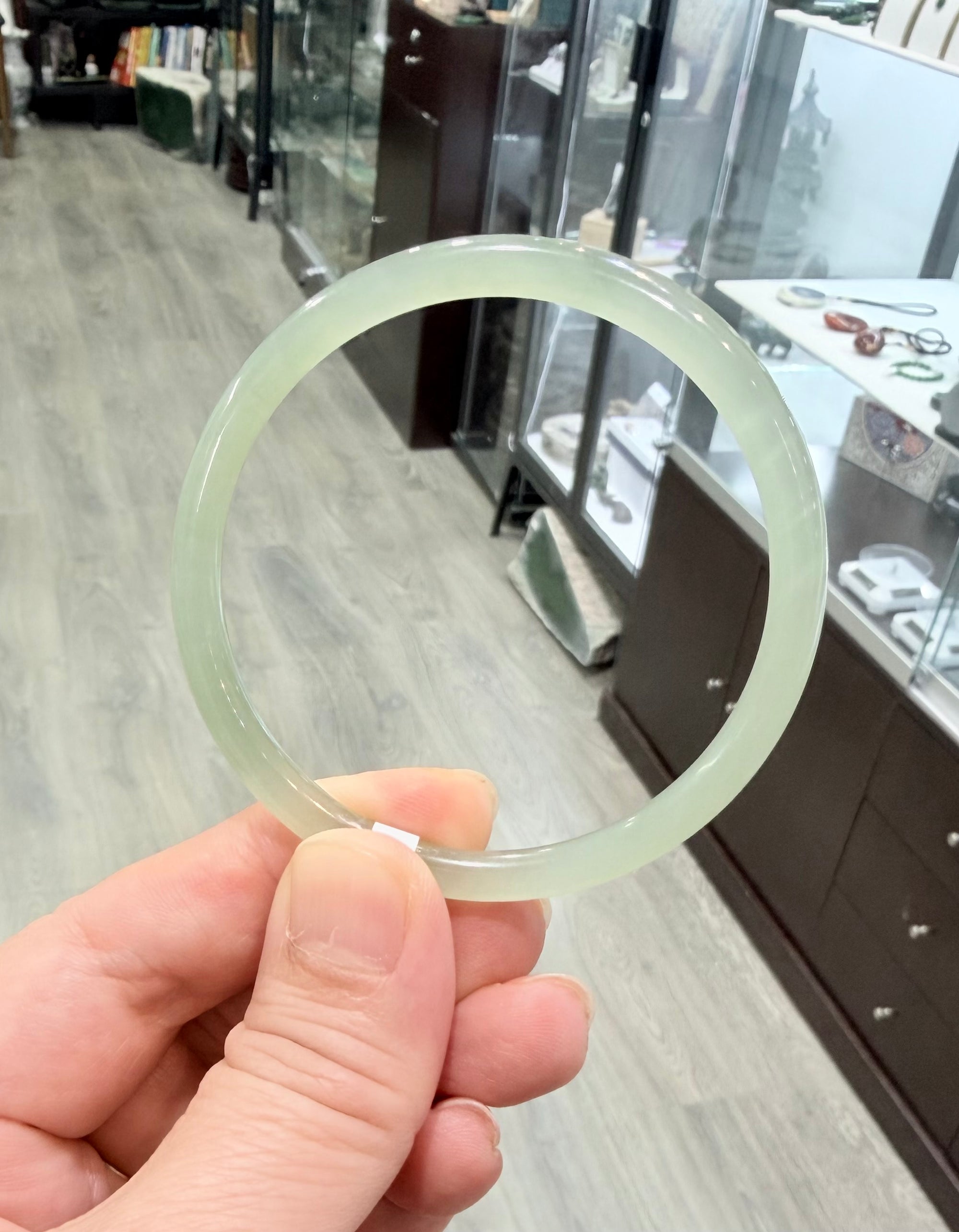 Hetian Jade Round Bangle Natural Jade Bracelet 53mm | #1347