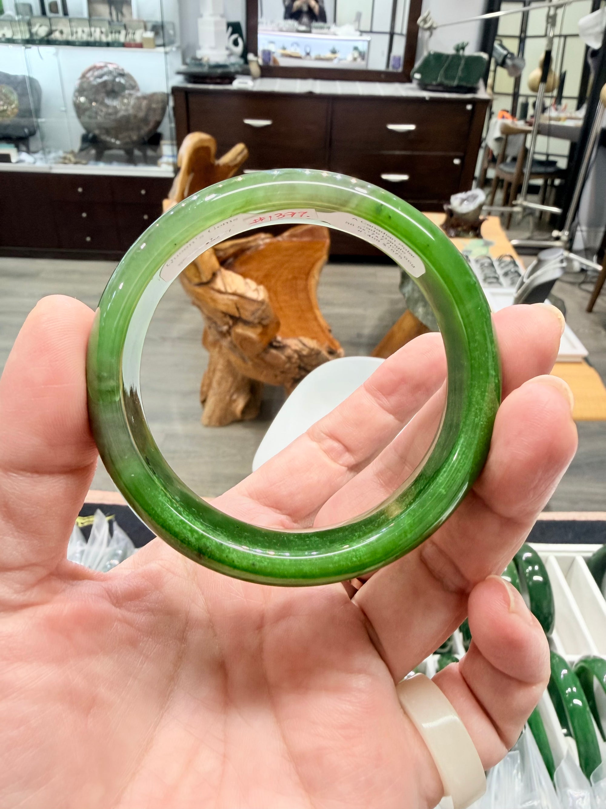 Canadian Polar Jade Bangle Natural Jade Bracelet A Grade 58.5mm #1468