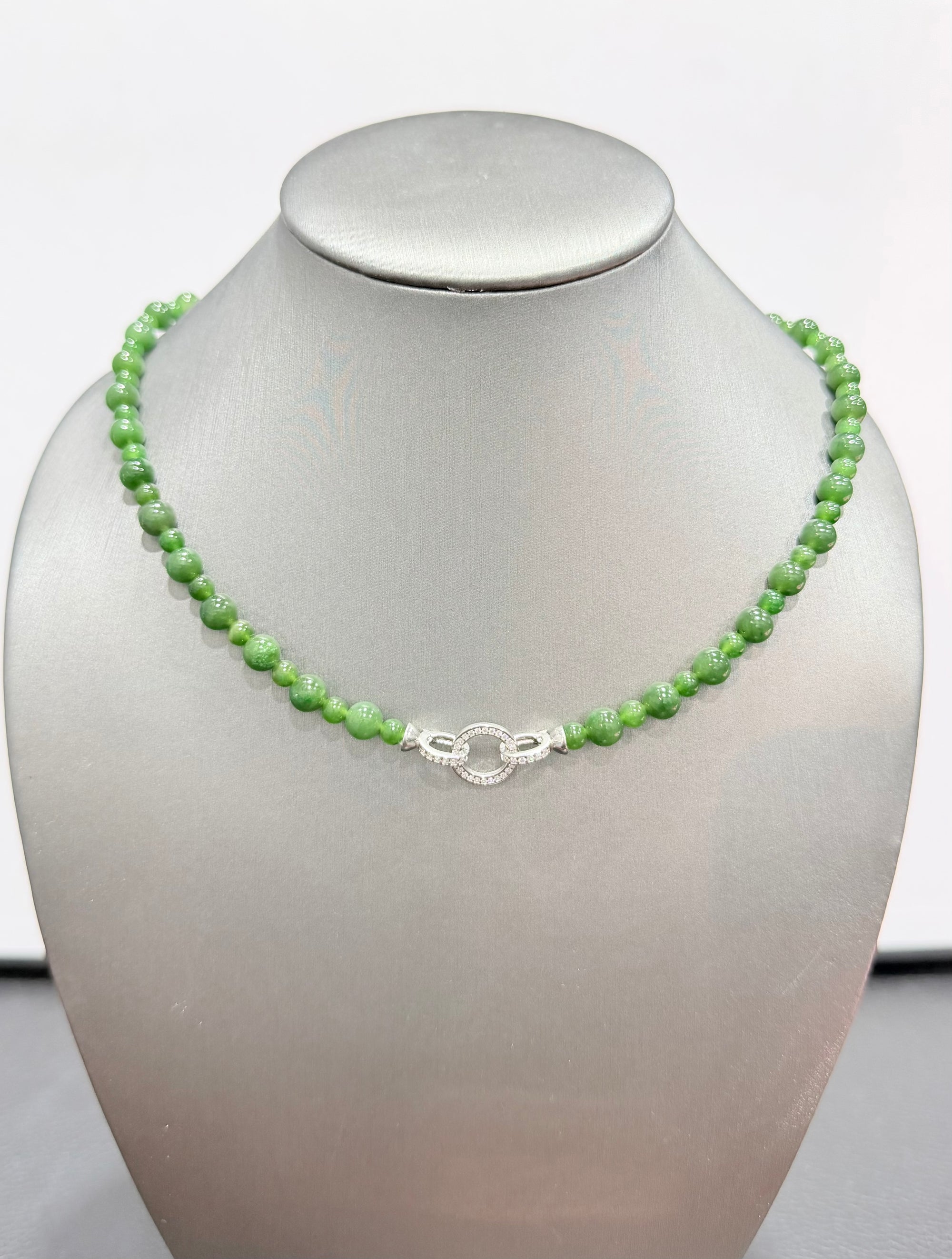 Natural Canadian Polar Jade Beaded Necklace 4mm to 6mm | AAA Grade Genuine Nephrite｜#5027