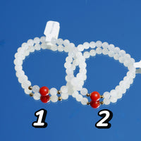 Carnelian and White Jade Beaded Bracelet #2465