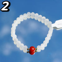 Carnelian and White Jade Beaded Bracelet #2465