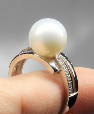 14k Freshwater Pearl Diamond Ring #1935