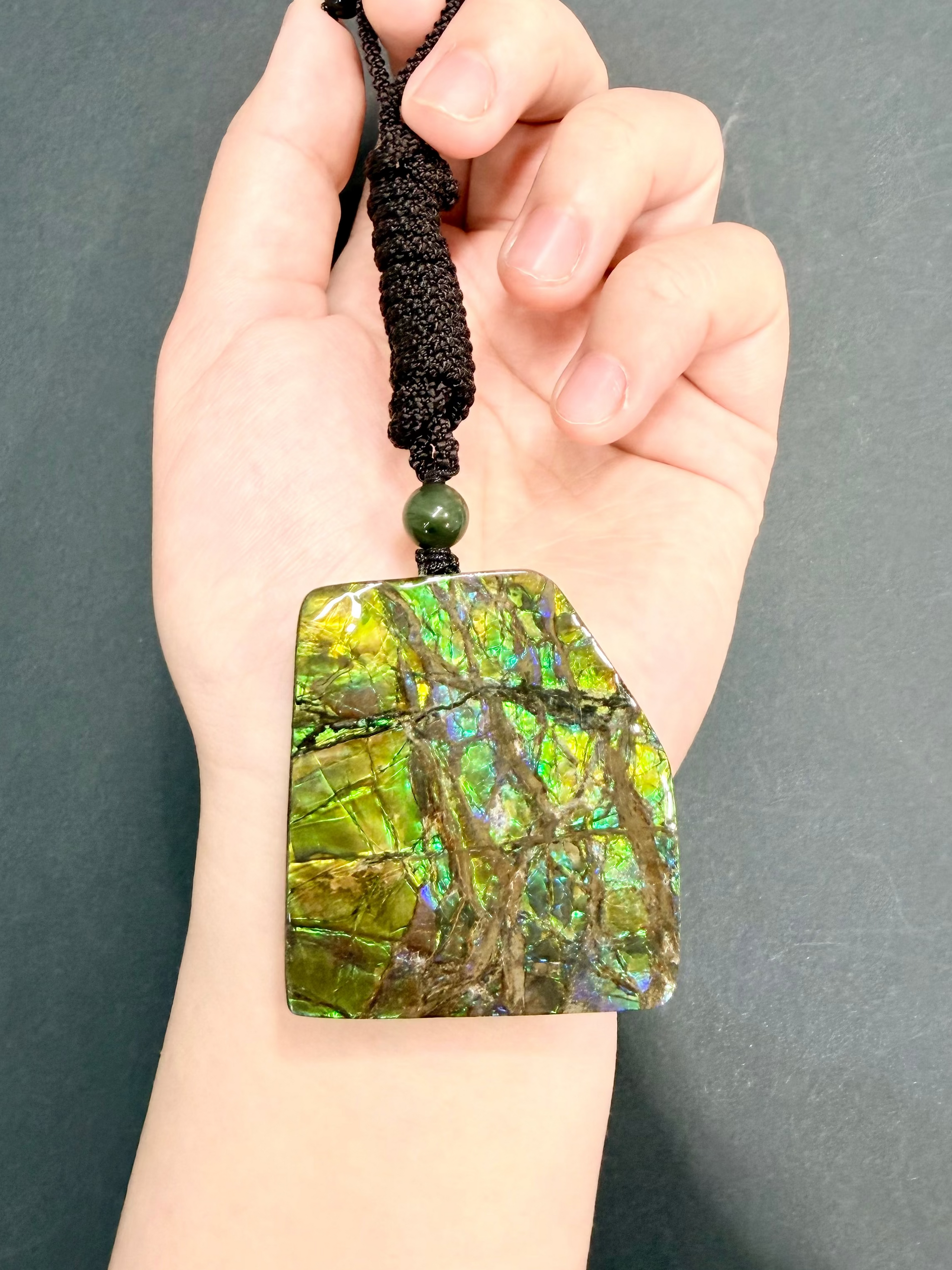 Natural Ammolite Polished One Piece Stone Pendant Treasure Bowl | #5010