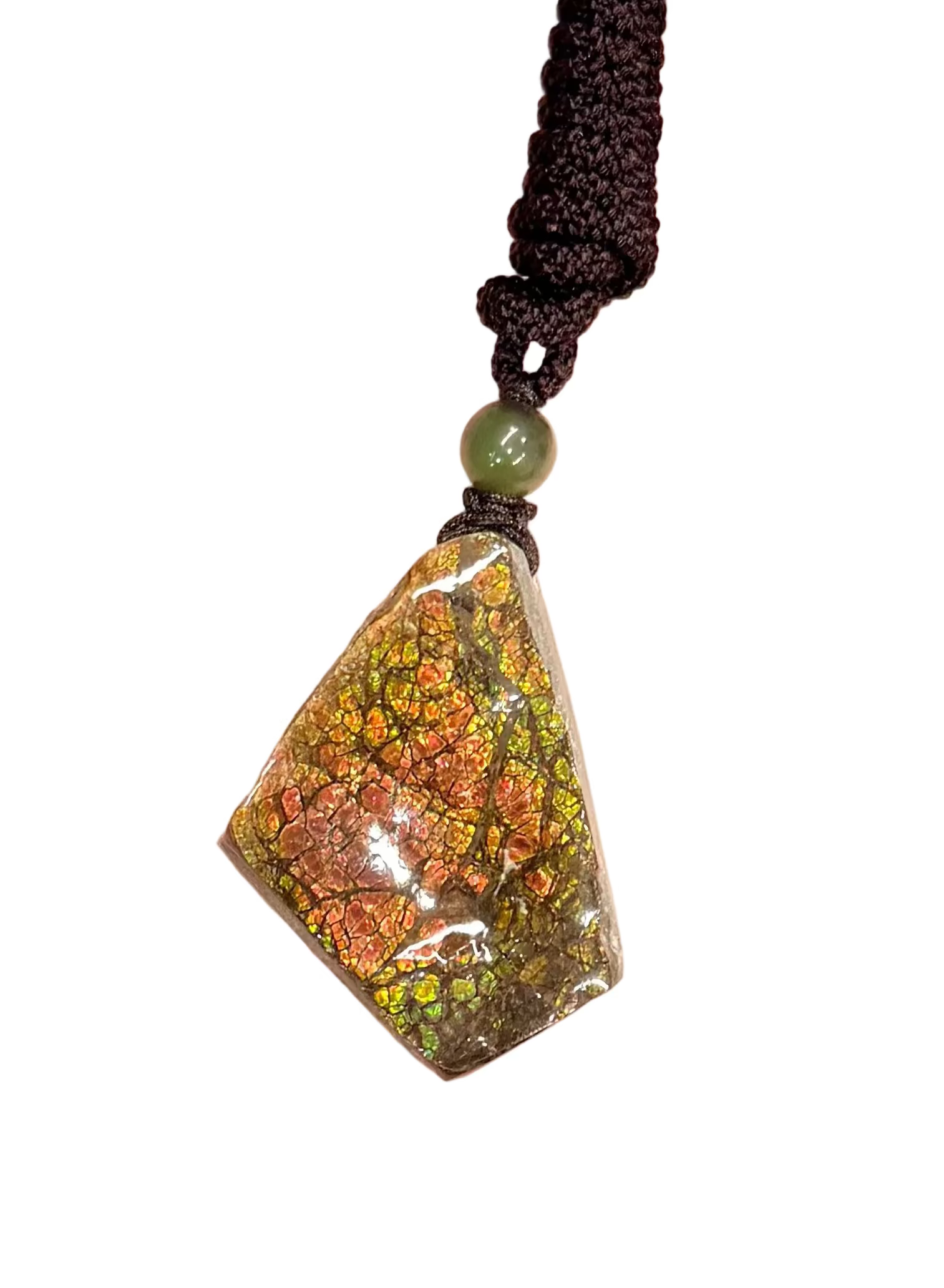 Natural Ammolite Polished One Piece Stone Pendant Treasure Bowl | #5011