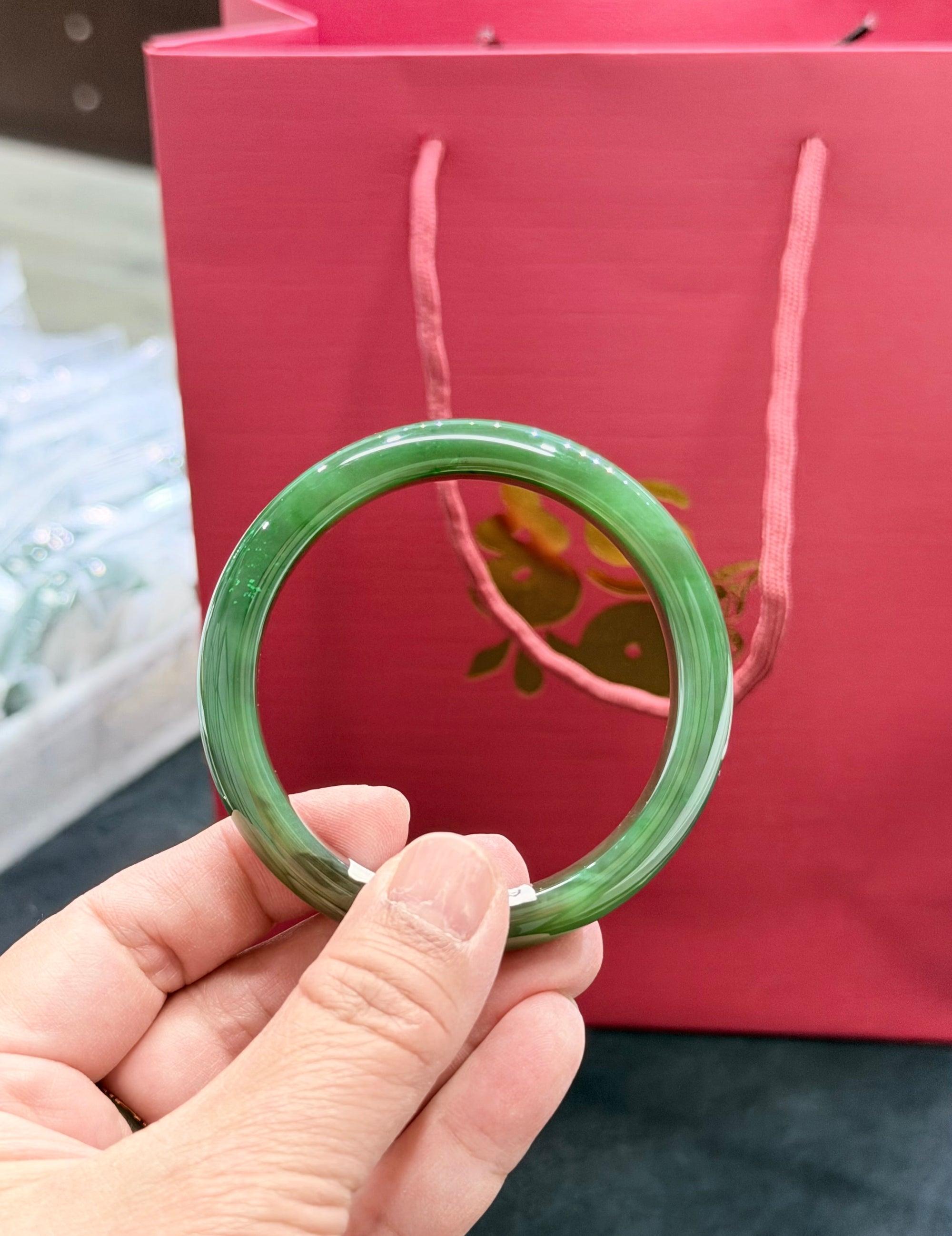 Canadian Polar Jade Bangle Natural Jade Bracelet A Grade 56mm #1365