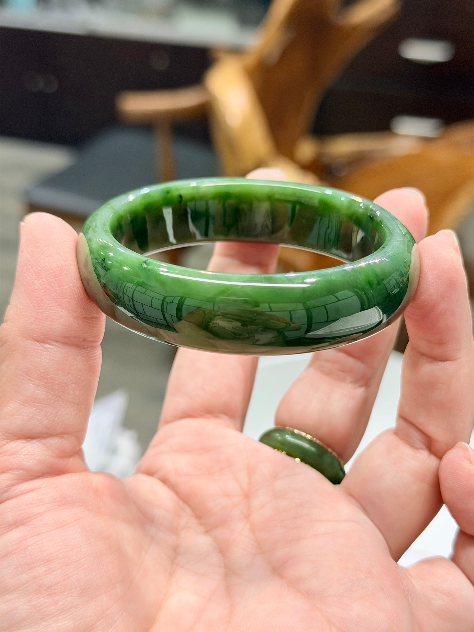 Canadian Polar Jade Bangle Natural Jade Bracelet A Grade 56.50mm | #5029