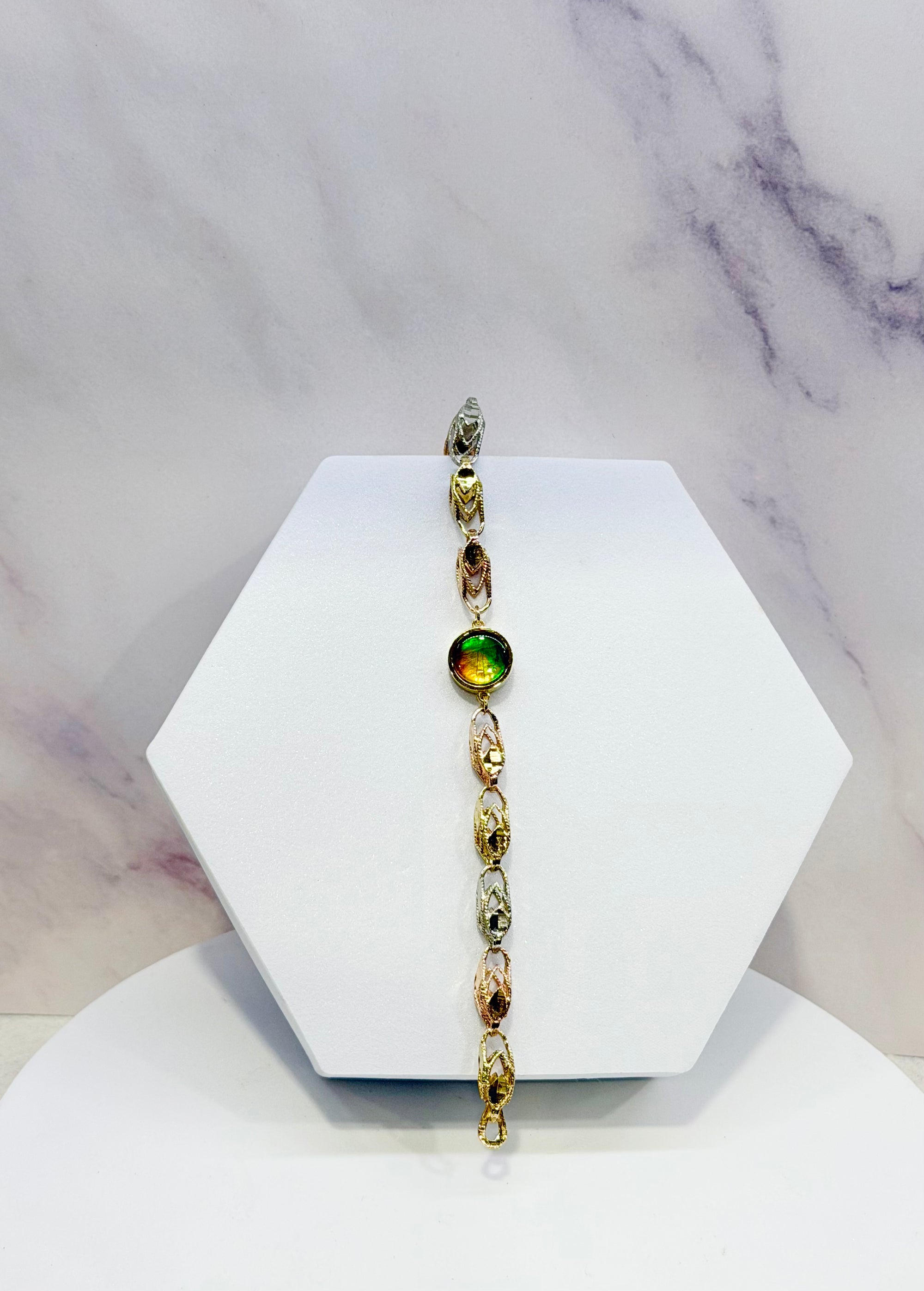 AAA Canadian Ammolite Gold Bracelet | Handcrafted in Canada |#3228