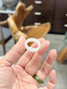 Natural Hetian Nephrite Jade Domed Wide Band Ring – White Size 9| Certified in Canada|#5035