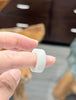 Natural Hetian Nephrite Jade Flat Wide Band Ring – White Size 4| Certified in Canada|#5040