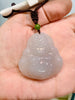 Natural Smoky Purple Hetian Jade Laughing Buddha Pendant 45mm|#5048