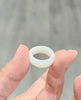 Natural Hetian Nephrite Jade Domed Wide Band Ring – White Size 6| Certified in Canada|#5054