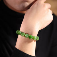 14mm Chatoyant Siberian Jade beaded Bracelet #2114