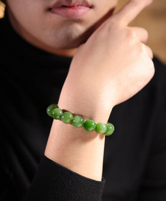 14mm Chatoyant Siberian Jade beaded Bracelet #2114