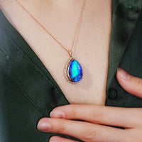 18k Waterdrop Ammolite Pendant #1971