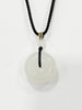 Natural Siberian White Jade Donut Pendant AA Grade - Ping An Kou (Harmony Peace Buckle, Jade Donut) Nephrite Jade Necklace 25mm | #1516