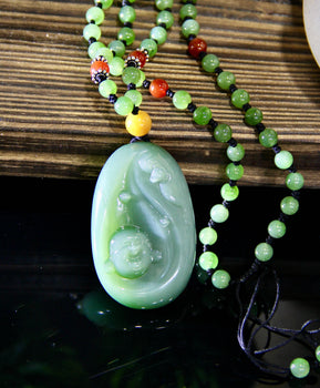 Chatoyant Jade Buddha Necklace Natural Jade #1011