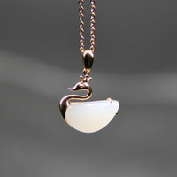 18k White Jade Swan Pendant #1750