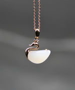 18k White Jade Swan Pendant #1750