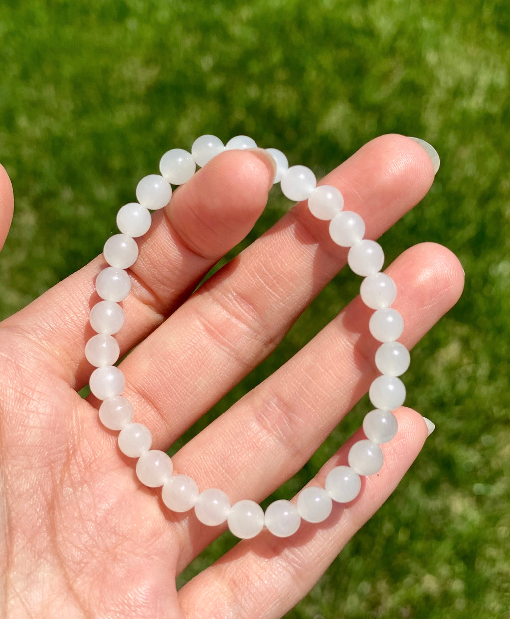 6mm White Jade Bracelet #2423