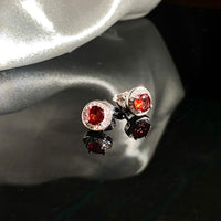 January Earrings - Garnet #1989