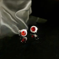 January Earrings - Garnet #1989