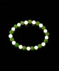 7mm White & Green Jade Beaded Bracelet #2453