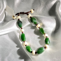 Jade and Ox Bone Beaded Bracelet #1873